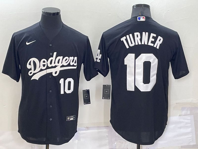 Men Los Angeles Dodgers #10 Turner Black Inversion Nike 2022 MLB Jersey